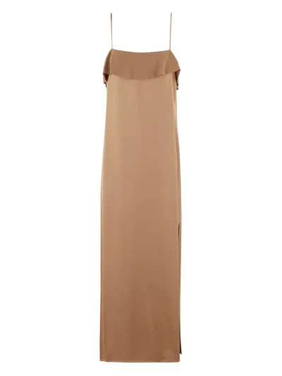 Filippa K Fluid Draped Strap Dress In Light Brown