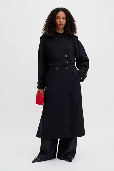 Filippa K Draped Trench Coat In Black