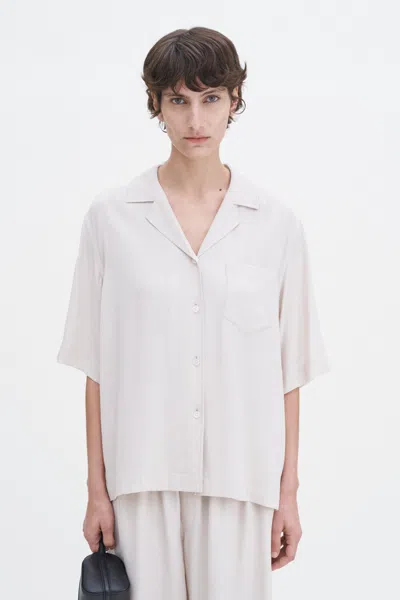 Filippa K Draped Twill Shirt In Beige