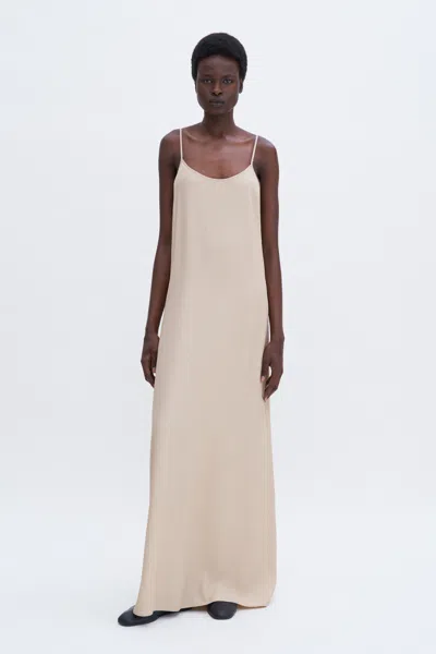 Filippa K Draped Twill Strap Dress In Beige