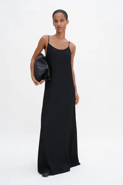 Filippa K Draped Twill Strap Dress In Black