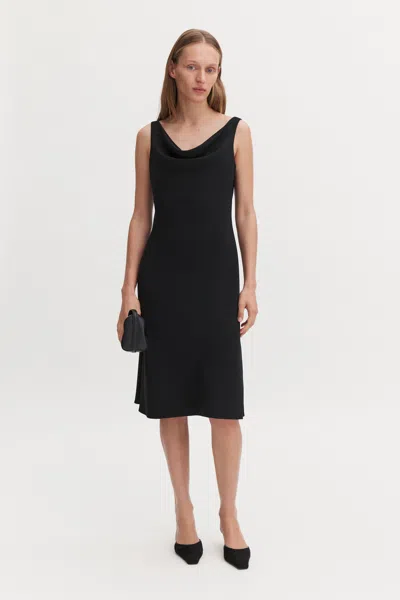 Filippa K Draped Waterfall Dress In Black