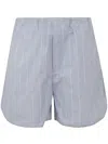 Filippa K Striped Drawstring Shorts In Clear Blue
