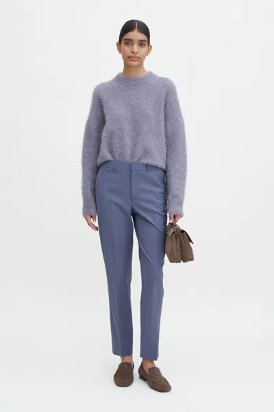 Filippa K Emma Cropped Cool Wool Trousers In Blue