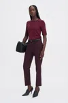 Filippa K Emma Cropped Cool Wool Trousers In Burgundy