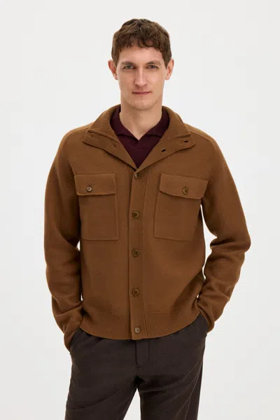 Filippa K Felted Knit Overshirt In Mid Brown