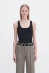 Filippa K Fine Rib Scoop Tank In Black