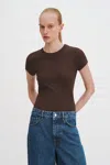 Filippa K Fine Rib Tee In Brown
