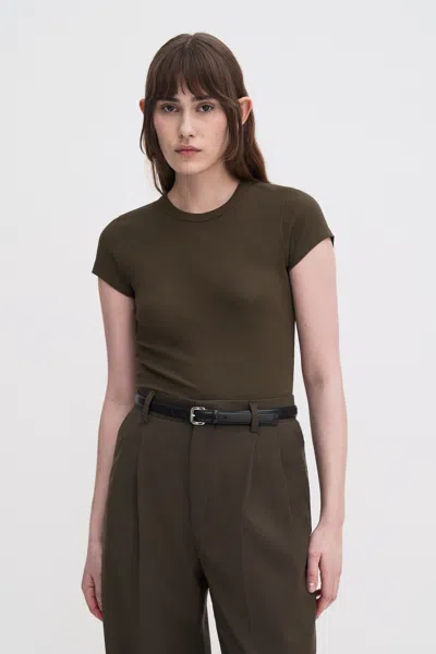 Filippa K Fine Rib Tee In Green
