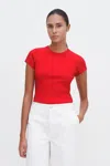 Filippa K Fine Rib Tee In Red