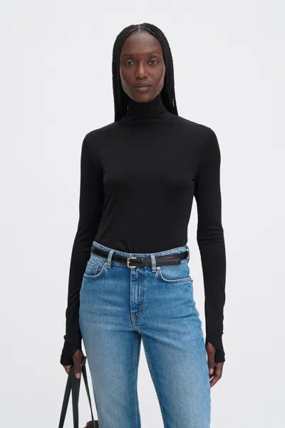 Filippa K Fitted Jersey Turtleneck In Black