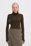 Filippa K Fitted Jersey Turtleneck In Green