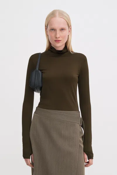 Filippa K Fitted Jersey Turtleneck In Green
