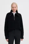 Filippa K Fluffy Half Zip Sweater In Black