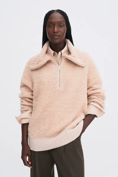 Filippa K Fluffy Half Zip Sweater In Neutral