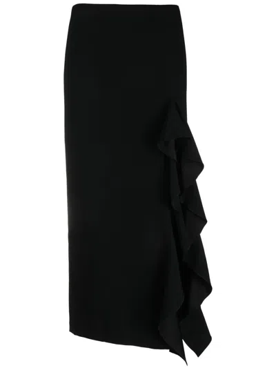 Filippa K Frill-detail Midi Skirt In Black
