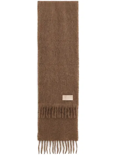 Filippa K Fringe-detail Scarf In Brown