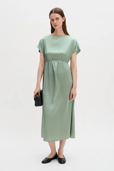 Filippa K Gathered Kimono Boatneck Dress In Gold