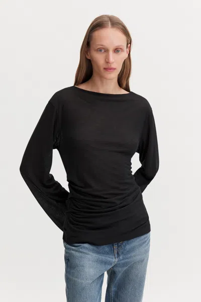 Filippa K - Gathered Lyocell Cashmere Top - Dame - Black - Xs - Relaxed Fit