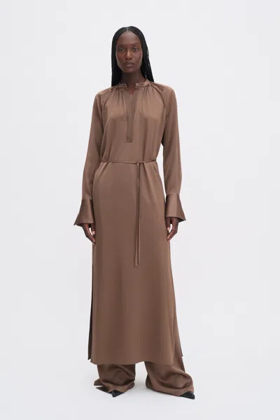 Filippa K Gathered Raglan Dress In Brown