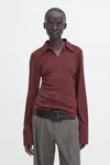 Filippa K Glossy Jersey Shirt In Brown