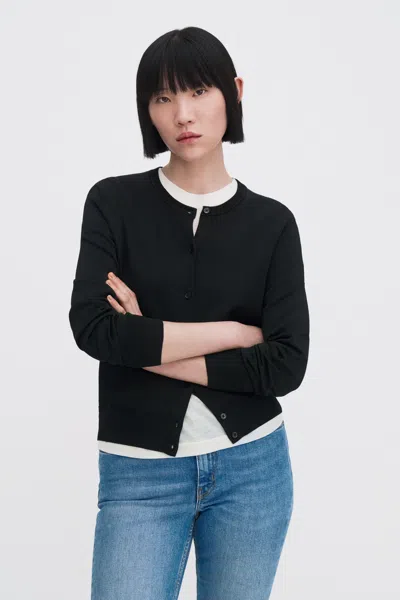Filippa K Glossy Knit Cardigan In Black
