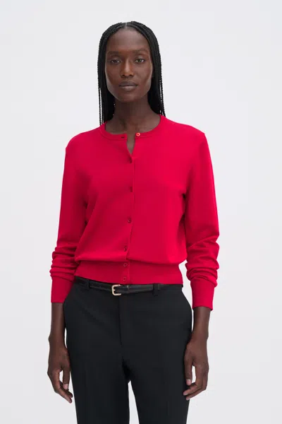 Filippa K Glossy Knit Cardigan In Red