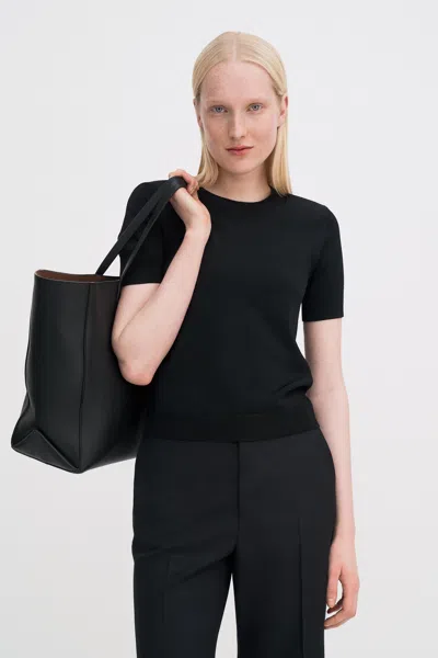 Filippa K Glossy Knit Top In Black