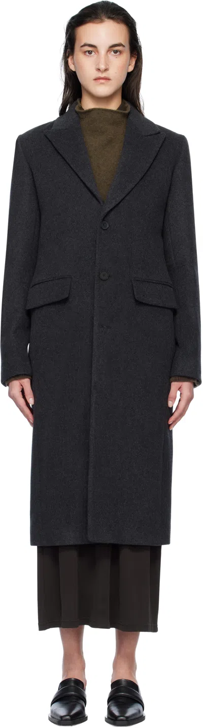 Filippa K Gray 93 Slim Wool Coat In 1431 Anthracite Mela