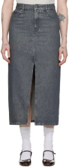 Filippa K Gray Long Slit Denim Maxi Skirt