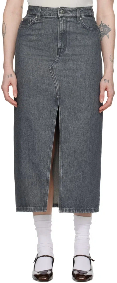 Filippa K Gray Long Slit Denim Maxi Skirt