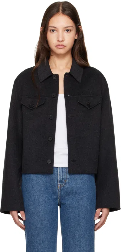 Filippa K Gray Short Wool Cashmere Jacket In 1431 Anthracite Mela