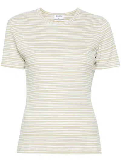 FILIPPA K GREEN STRIPED COTTON T-SHIRT