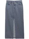 Filippa K Long Slit Denim Skirt In Grey