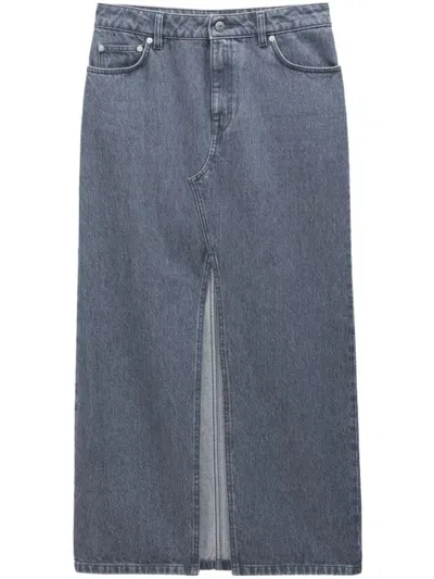 FILIPPA K GREY SLIT DENIM LONG SKIRT