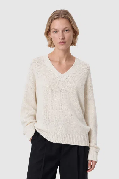 Filippa K Hairy Alpaca V-neck Sweater In Off-white