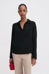 Filippa K Half Placket Blouse In Black