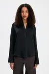 Filippa K Half Placket Collar Blouse In Black