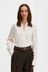 Filippa K Half Placket Collar Blouse In White