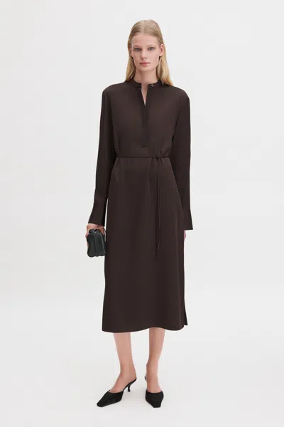 Filippa K Half Placket Dress In Brown