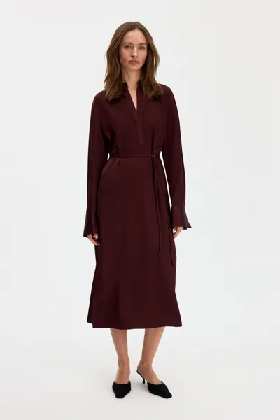 Filippa K Half Placket Dress In Burgundy