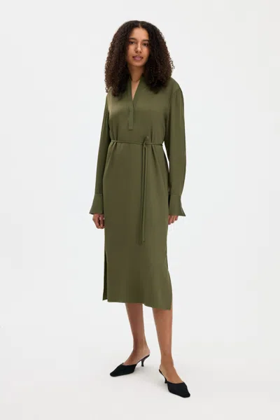 Filippa K Half Placket Dress In Green