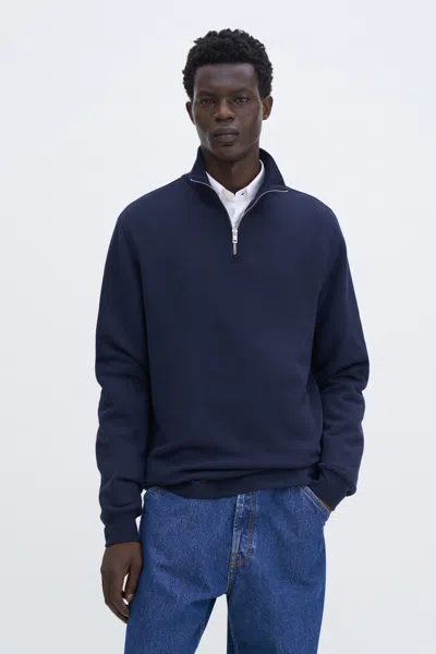 Filippa K Half Zip Sweatshirt In Blue