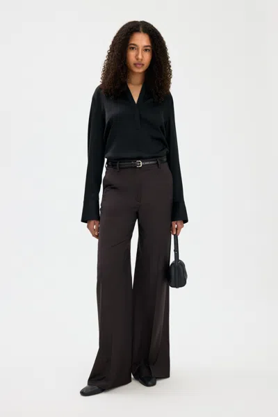Filippa K Harlow Wool Trousers In Dark Chocolate
