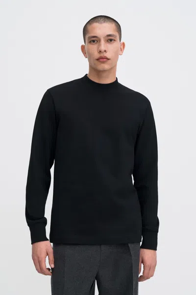 Filippa K Heavy Cotton Mock Neck Shirt In Black