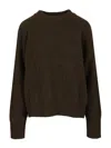 Filippa K Heavy Crewneck Sweater Knitted In Soft Wool/yak Blend Knitwear Green In Brown