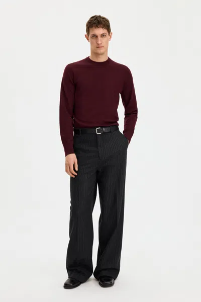 Filippa K Hector Flannel Trousers In Anthracite Pinstripe