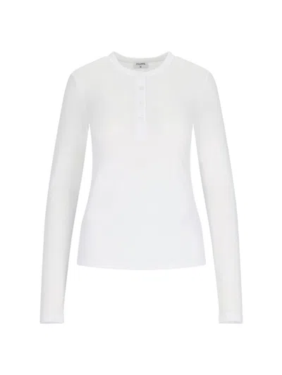Filippa K Ribbed Texture Round Neck Long Sleeves In White
