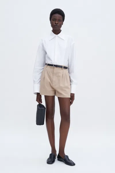 Filippa K High-waisted Organic Cotton Shorts In Beige