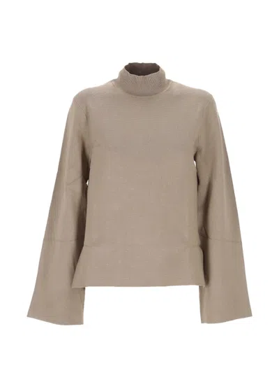 Filippa K High-neck Flared-sleeve Sweater In Brown